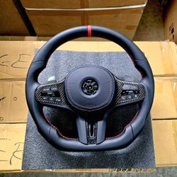 For BMW Steering Wheel Carbon Fiber M style LED 2,3,4,5,8 SERI X5 X6 X3 G20 G30 540 m340