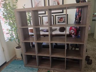 Rustic Finish 16 Cube Book Shelf (58" Tall x 58.5" Wide)