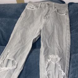 American Eagle Women’s  Sage Green Distressed Jeans