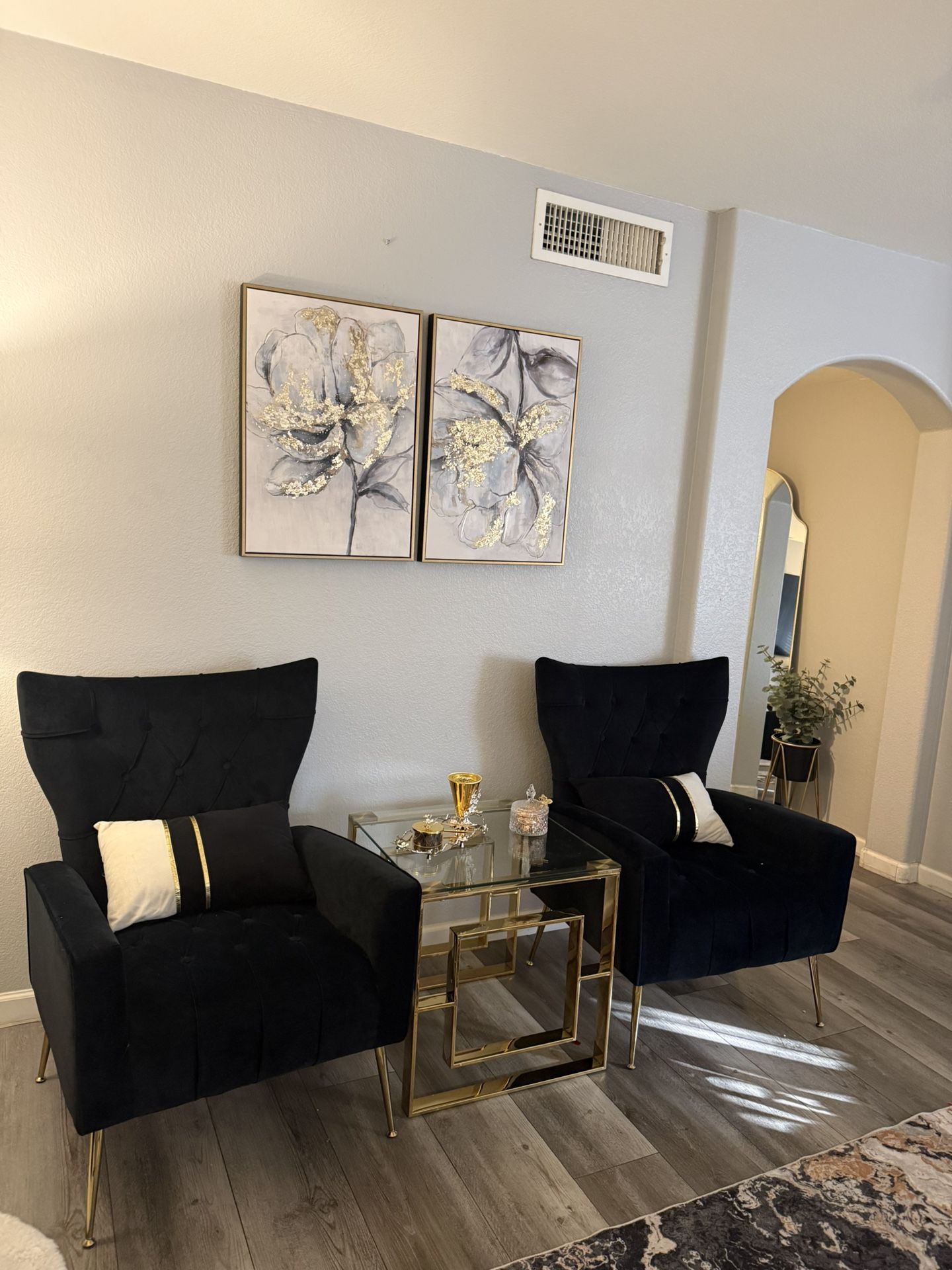 Velvet Accent Chair With Feet Rest