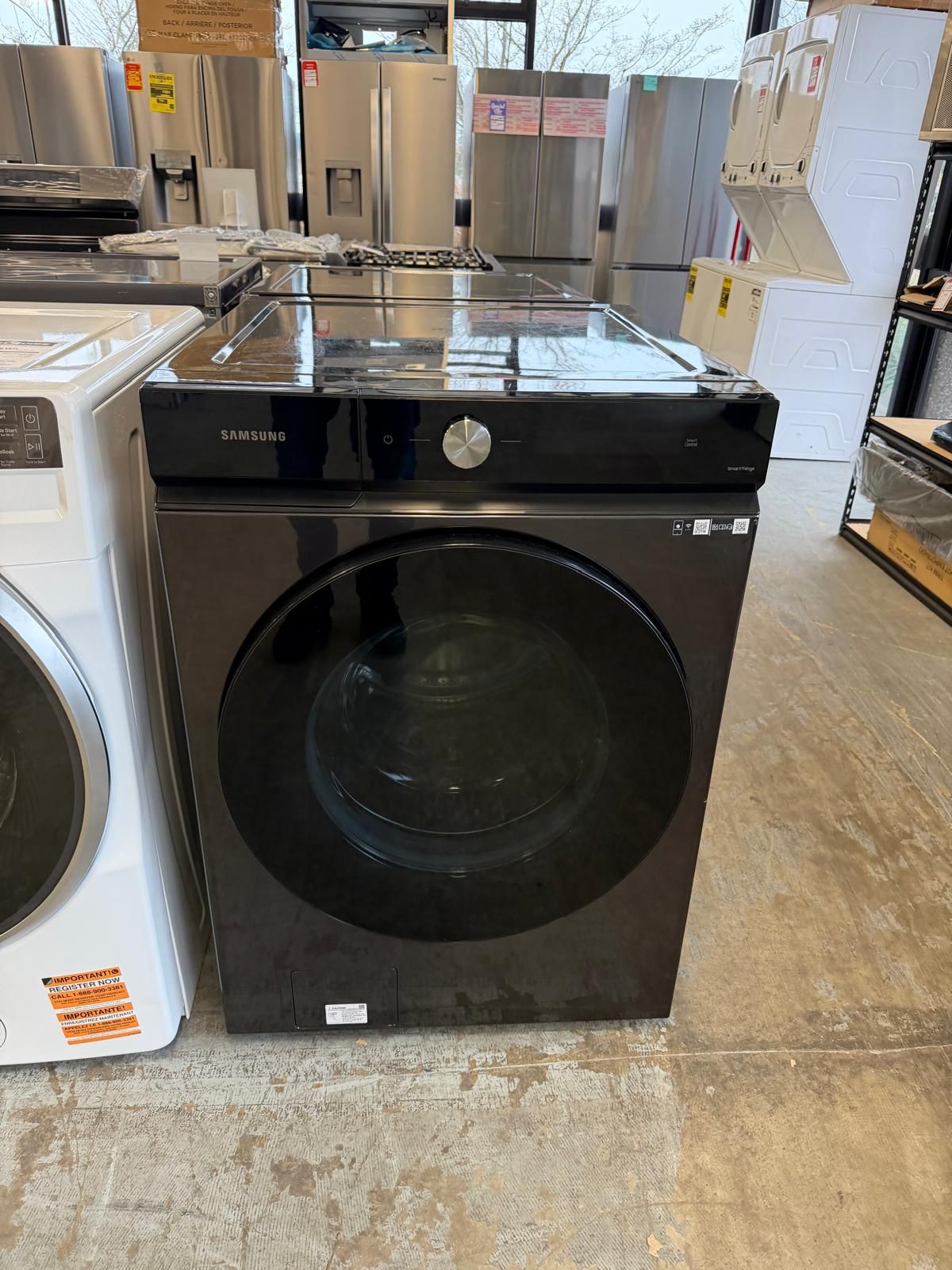 Samsung Bespoke 5.3 cu. ft. Ultra-Capacity Smart Front Load Washer in Brushed Black with Super Speed Wash and AI Smart Dial