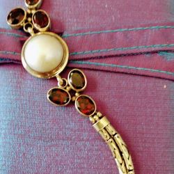 New Pearl And Garnet 925 Sterling Bracelet 