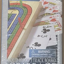 NEW Classic Games Cribbage Board Solid Wood 3 Track Board Cards Family Cardinal