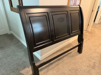 Dark Brown Wood Sleigh Bed Headboard