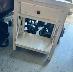 White distressed end table