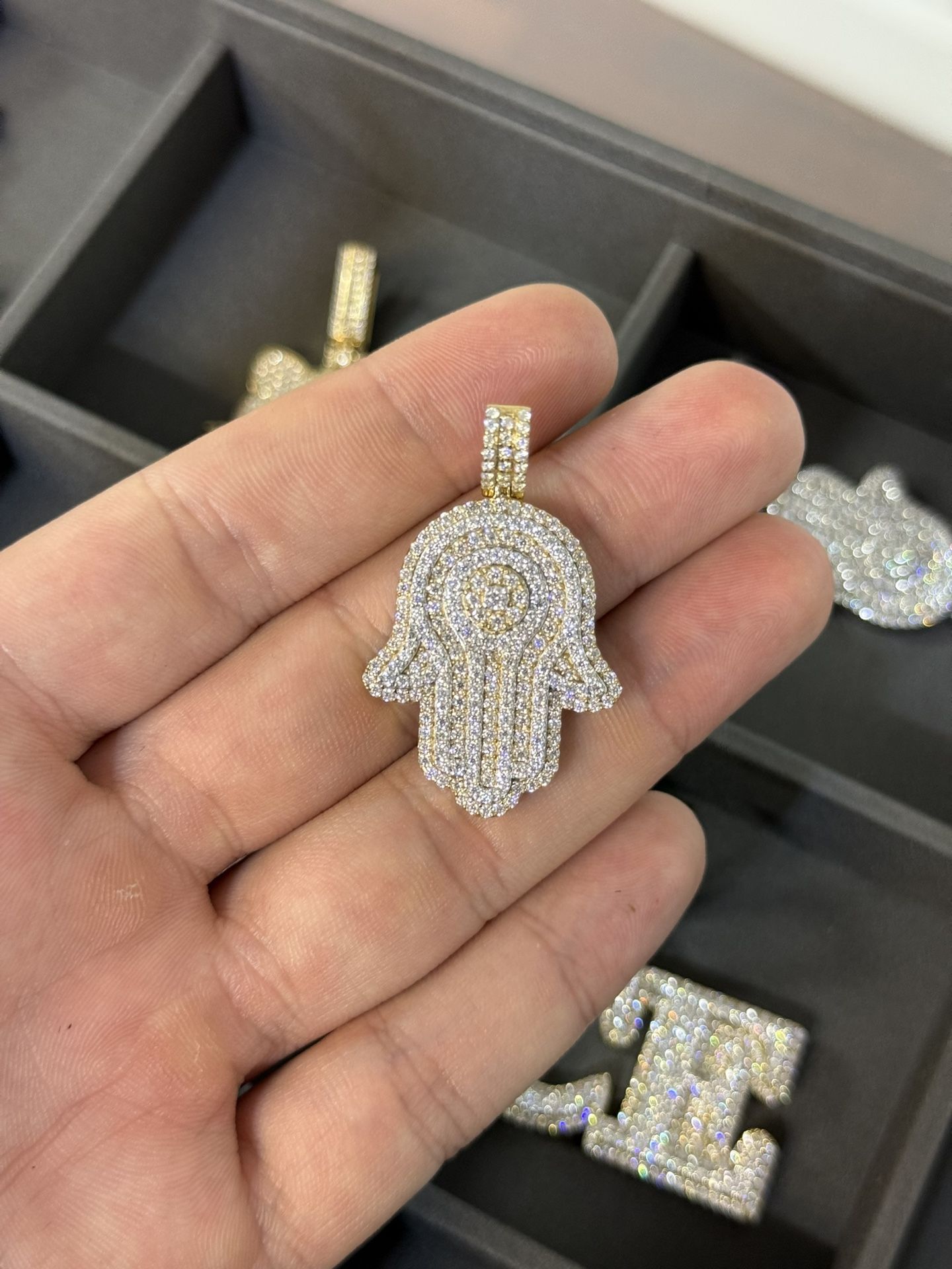 Moissanite Hamsa Pendant 