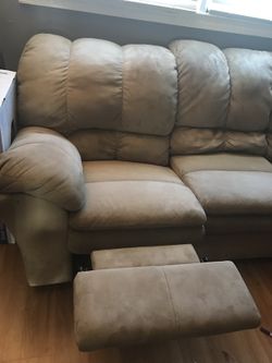 Beige sectional sofa both corners have recliners!!