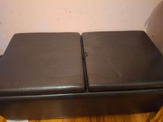 Brown Storage Ottoman Bench with Dual Storage Compartments