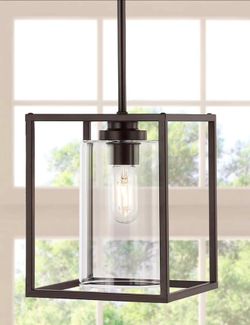 Modern Black Metal Pendant Ceiling Light Fixture with Glass Shade
