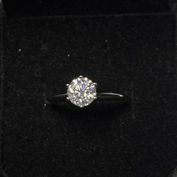  1CT VVS1 D Color Moissanite solitaire ring.