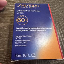 New Shiseido Ultimate Sun Protector Lotion SPF 60+ 50 ml in a box