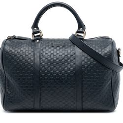 Gucci Black Leather Boston Bag Purse