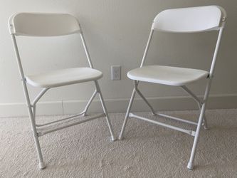 Pair of Indoor/Outdoor Stackable Foldable White Chairs