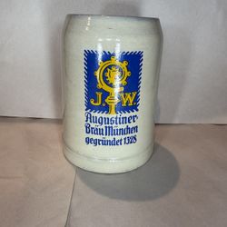 Vintage J.W. Augustiner Brau Munchen 1328 Beer Stein .5 liter Made in Germany
