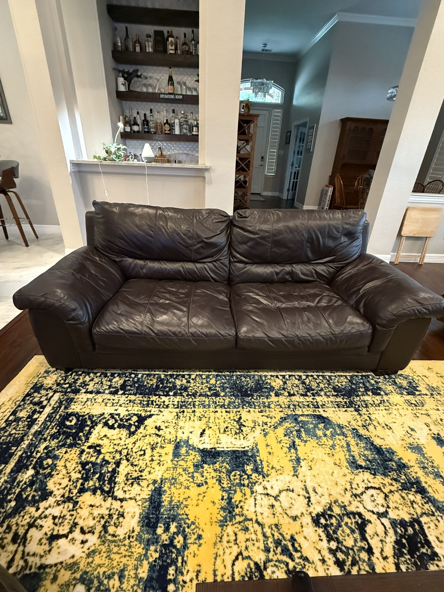 Leather Sofa And Chair With Ottoman