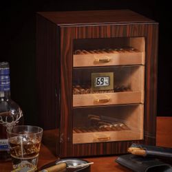 Woodronic Axinite - Ebony Finish - A5045 Cigar Humidor Cabinet