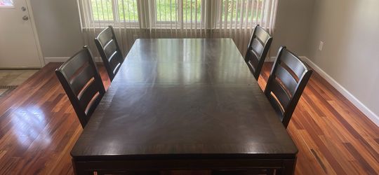 Dark Wood Dining Table with 4 Chairs