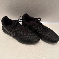 Nike Youth Kids Soccer Shoes Tiempo Legend 8 Club IC Jr Lace Up Black Sneakers, $27