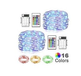 Led String Lights ,2 pack Battery Operated Fairy Light 16 Colors 16Ft Outdoor Indoor String Lights with Remote Control LED Lights for Bedroom,Patio,Ou
