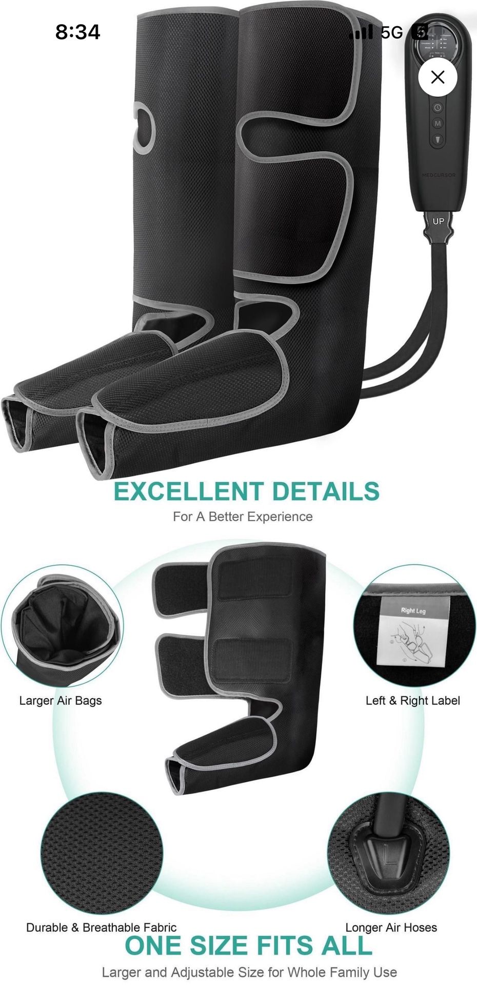 Air Compression Leg, Calf And Foot Massager