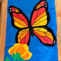 Vintage Large Spring Summer Outdoor Garden Flag Monarch Butterfly