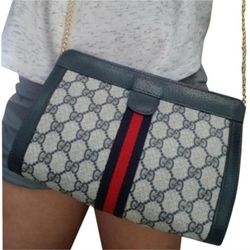 Authentic Vintage Gucci GG Monogram Supreme Sherry Web Ophidia Clutch Fanny Bum Waist Belt Crossbody Bag 