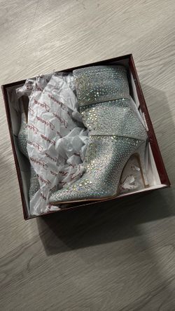 Rhinestone Silver Boots