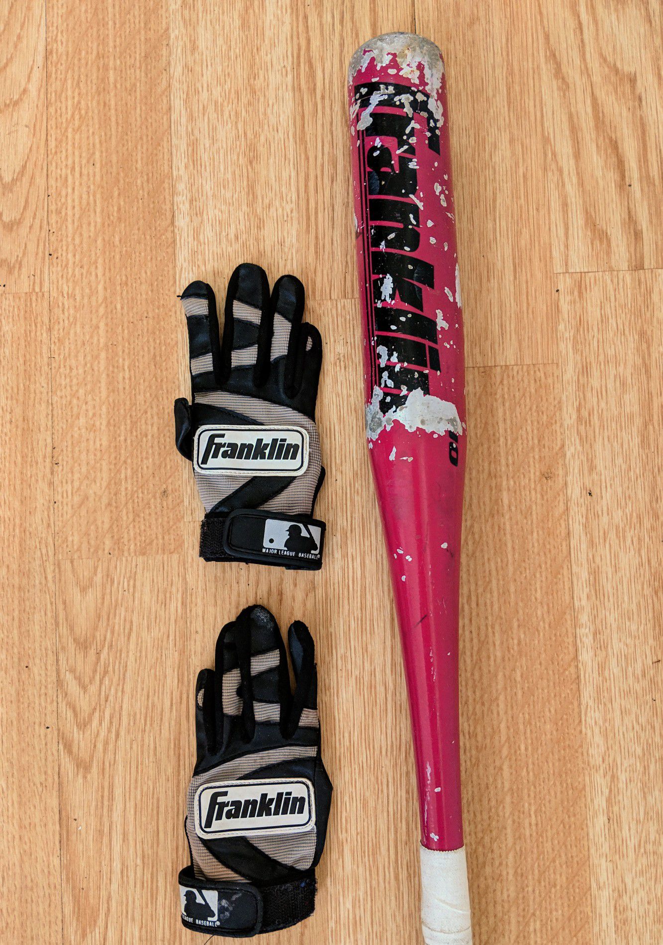 Franklin Teeball Baseball Aluminum Bat & Batting Gloves