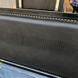 Crocodile leather style queen bed frame.