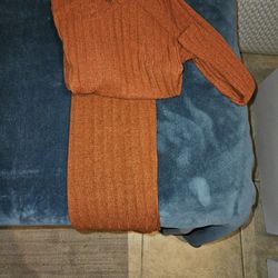 Long Sleeved Ribbed Vneck Top &maxi Skirt Set New!!!