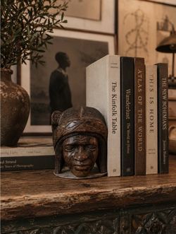 Antique wood carved book end