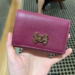 Coach F38869 Crystal Applique Small Flap Tri-fold Wallet in Dark Berry
