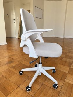 White Mesh Ergonomic Office Chair - Flip-Up Arms