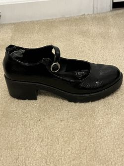 Black Buckle Strap Heeled Shoes