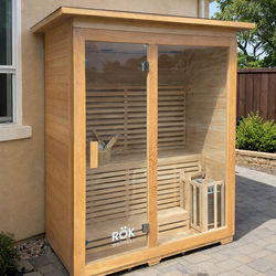 Traditional Outdoor Sauna with electric heater with rocks plus bluetooth speakers and control panel