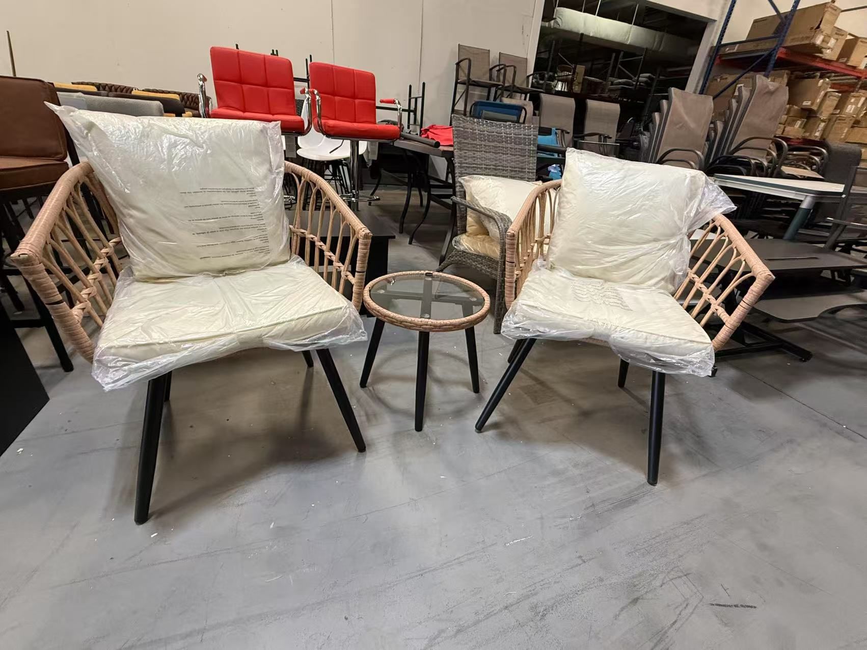 New 3 Piece Patio Bistro Set, Outdoor Wicker Apartment Balcony Furniture Sets