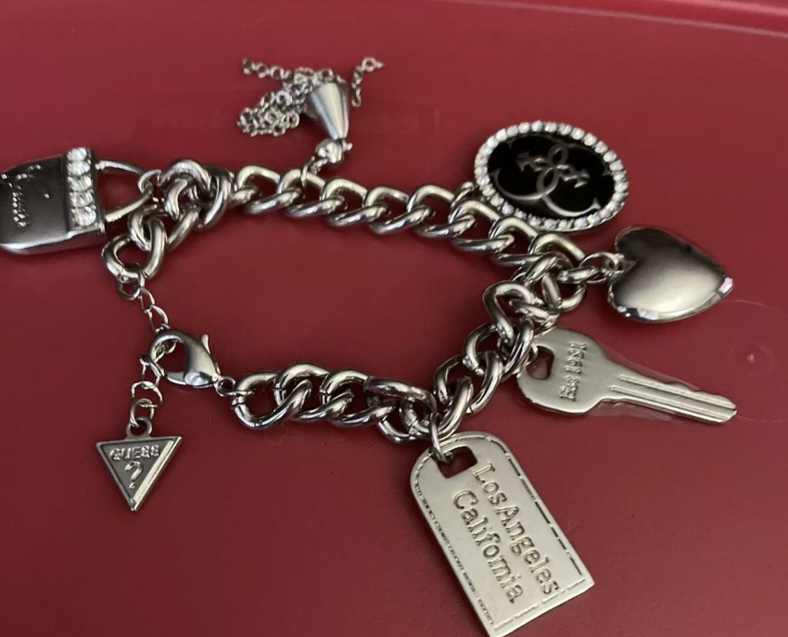 GUESS Silver Color Charm Bracelet- New W/o Tags 