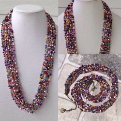 IBohemian Necklace/Long Beaded Necklace/Multi Necklace/Statement Necklace/Beaded Necklace/Antique Gold Clasp/Multi Strands Necklace