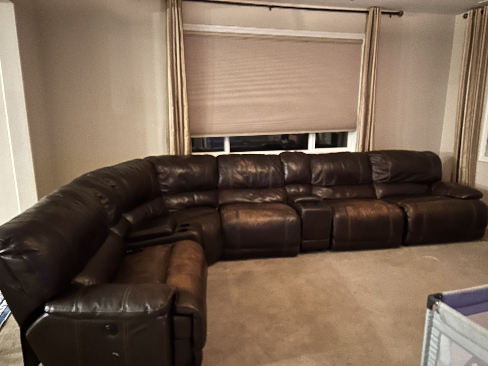 Brown Leather Sectional