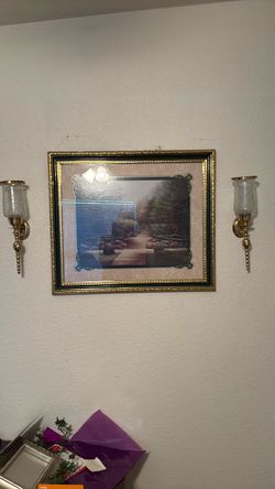 Framed Garden Path Print with Gold Frame