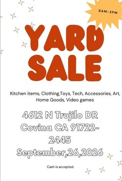 Yard sale 9/26
