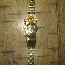 Gold Plated San Judas Tadeo Bracelet 