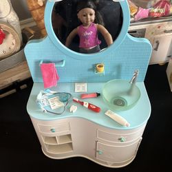American Girl Bathroom Vanity With Health Smile Set For Dolls.
