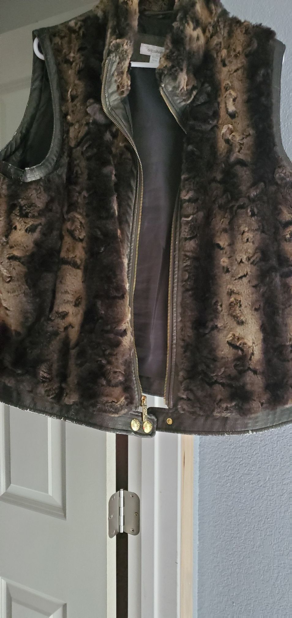 Fur and leather vest