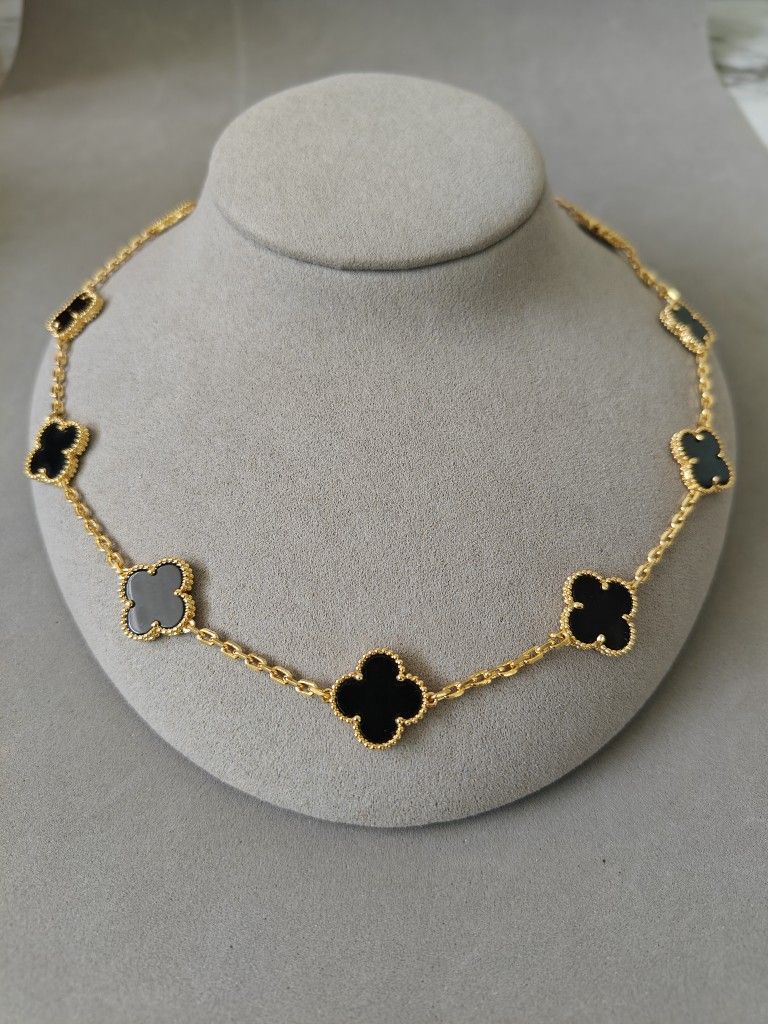 VCA Black Onyx 10 Motif Unisex Necklace 