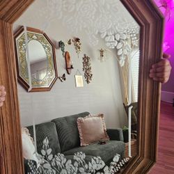 Vintage wood framed mirror 