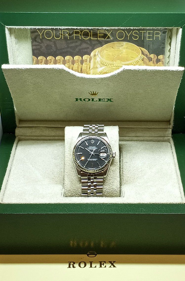 Rolex Men's "Datejust 1603" Oyster Perpetual w/Black Dial & Jubilee Bracelet Superlative Chronometer Watch-Serviced 5/2021 