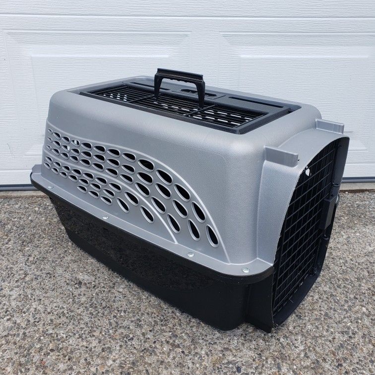 Great Two Doors Dog Cage Kennel Travel Pet Carrier Plastic Crate Dog or Cat Portable House – 24”L x 17”W x 15”H