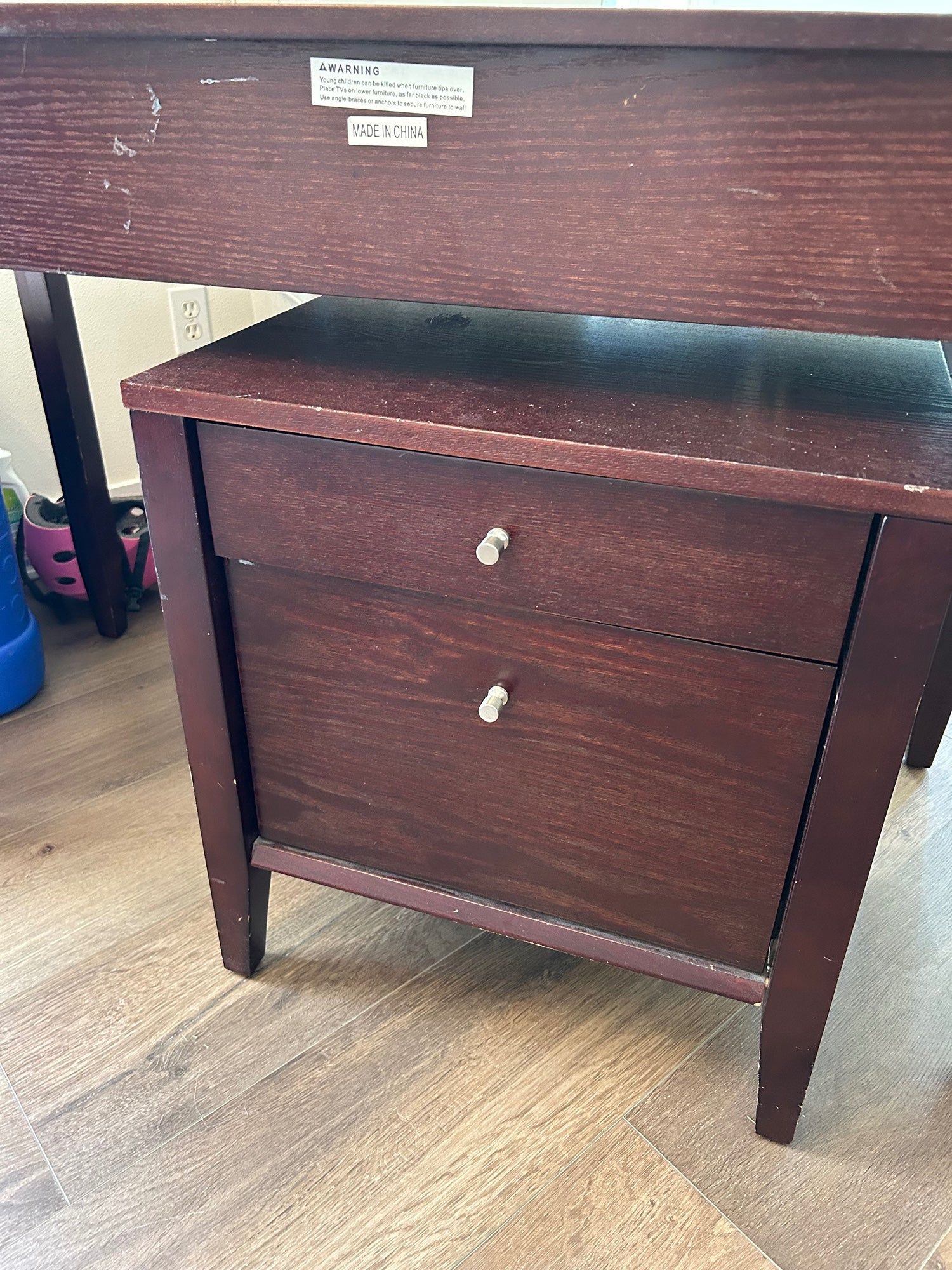 Dark Wood Two-Drawer Nightstand