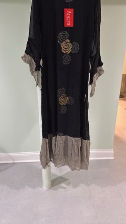 Anora Black Maxi Dress with Rose Embroidery